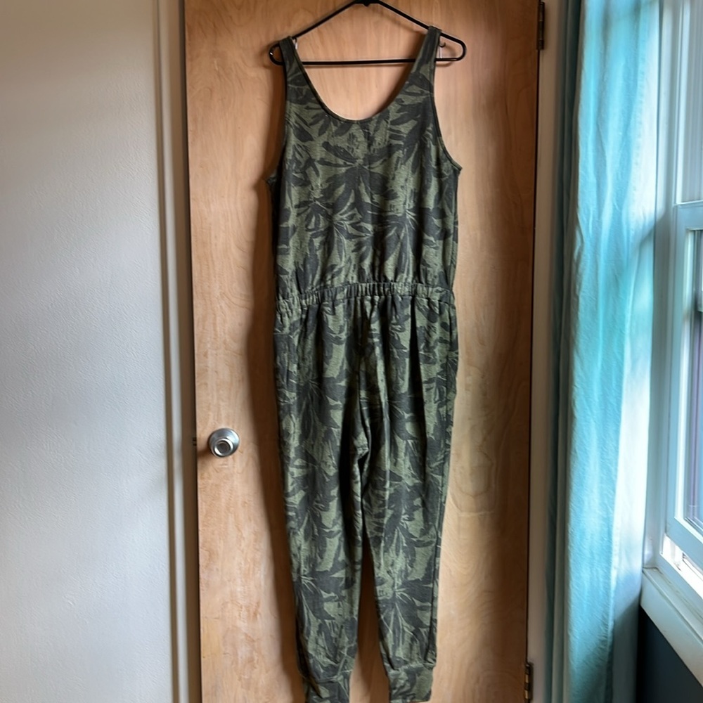 Women’s PrAna Cozy Up Green Jumpsuit Palm Print XL - Picture 6 of 8